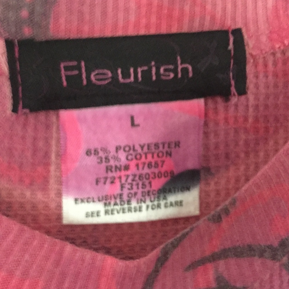 FLEURISH SZ L PINK FLORAL LONG SLEEVE THERMAL TOP - Picture 4 of 6